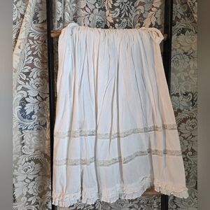 Vintage Edwardian Petticoat White Tiered Skirt Cotton Lace Ruffle